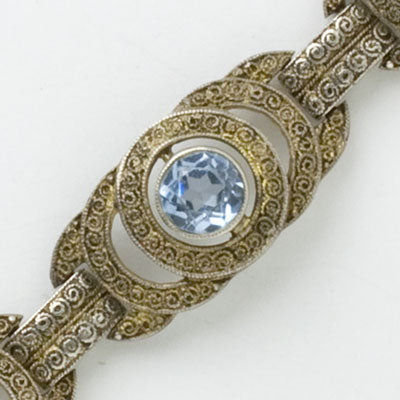 Aquamarine & Gilt Sterling Filigree Theodor Fahrner Bracelet on Sale