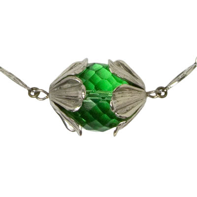 Green Bead & Chrome Necklace For Cheap