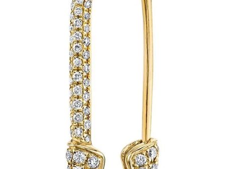 Yellow Gold Pave Diamond Safety Pin Right Earring Online now