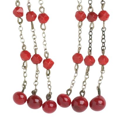 Red Bead Chandelier Earrings on Sale