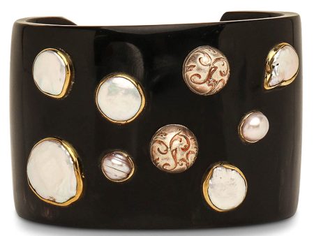 Black Horn Pearl Studded Cuff Sale