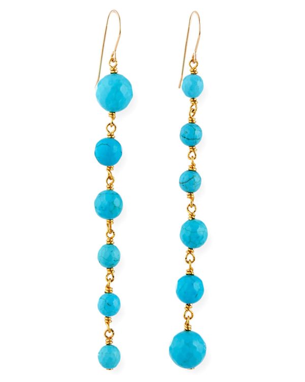 Graduated Turquoise Bead Drop Earrings Hot on Sale