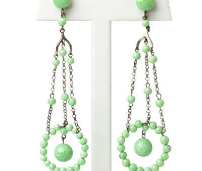 Jade Bead Art Deco Chandelier Earrings Cheap