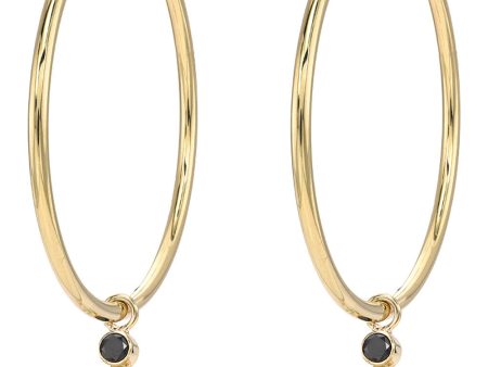 Black Diamond and Topaz Charm Hoop Earrings Online Sale