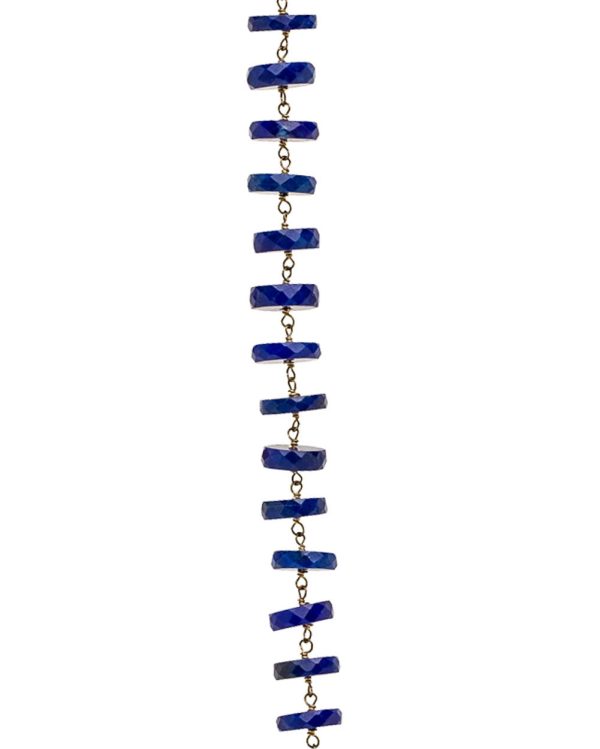 Sapphire and Lapis Disc Bead Long Link Necklace For Cheap