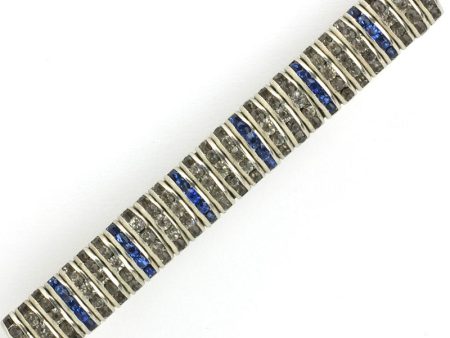 Sapphire Brooch with Diamantés by Schreiber & Hiller Online Sale