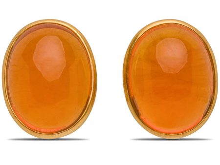 Yellow Gold Fire Opal Large Clip Back Earrings For Discount