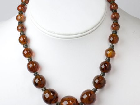 Brown Art Glass Beaded Necklace by Louis Rousselet Online Sale