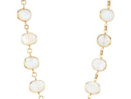 Gold Moonstone Bezel Link Necklace For Cheap