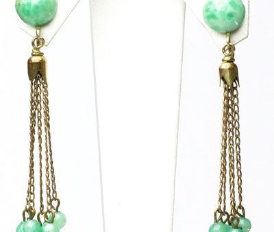 Jade Bead Dangling Earrings Hot on Sale