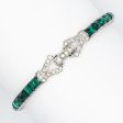 Emerald, Diamanté & Sterling Bracelet with Two Clasps Online