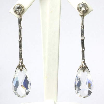 Glass Teardrop Earrings with Diamantés in Sterling Discount