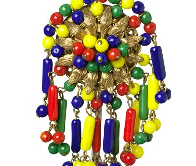 Colored Bead Dangling Brooch by Miriam Haskell Cheap