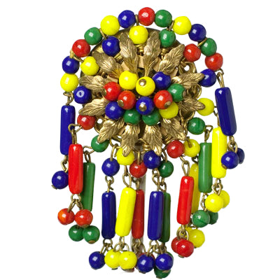 Colored Bead Dangling Brooch by Miriam Haskell Cheap