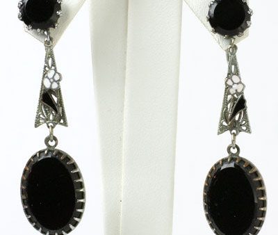 Onyx & Enamel 1920s Drop Earrings Online Hot Sale