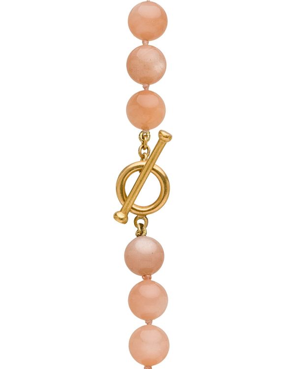 Peach Moonstone Cabochon Beaded Short Necklace Online Hot Sale