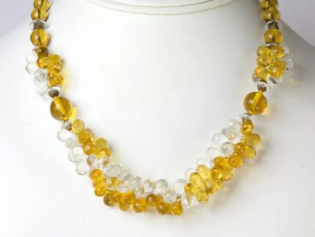 Citrine & Clear Glass Bead Necklace Online Sale