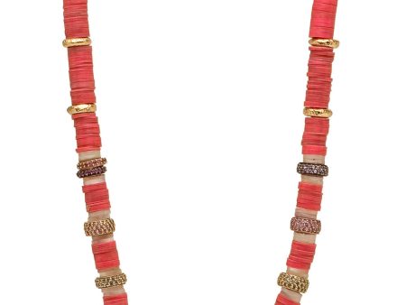 Coral African Vinyl and Diamond Beaded Necklace Sale