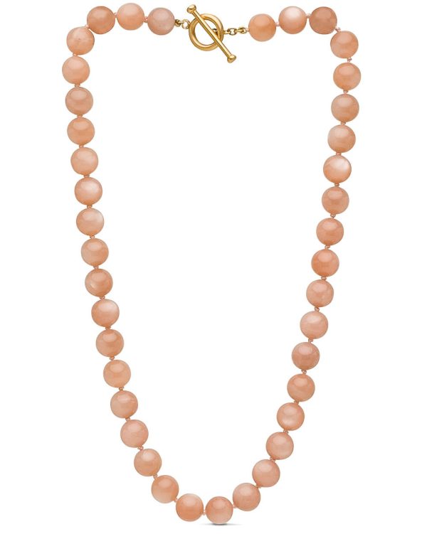 Peach Moonstone Cabochon Beaded Short Necklace Online Hot Sale