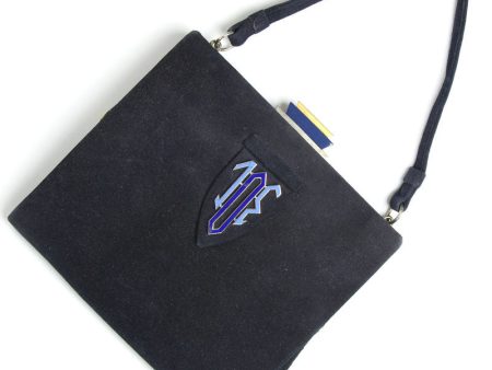 Navy Suede Art Deco Handbag For Sale