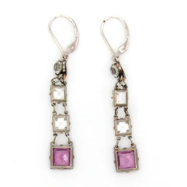 Amethyst & Crystal Chicklet Earrings Sale