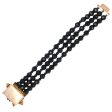 Onyx Bead 3-strand Bracelet with Corsage Clasp Cheap