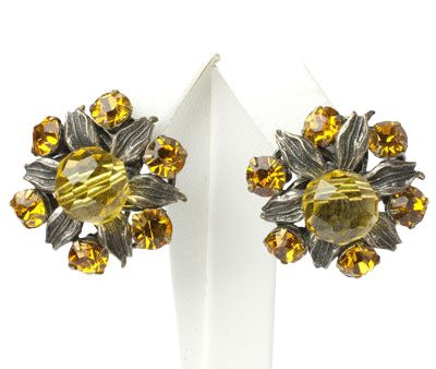 Citrine Beaded Flower Earrings For Discount