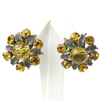 Citrine Beaded Flower Earrings For Discount