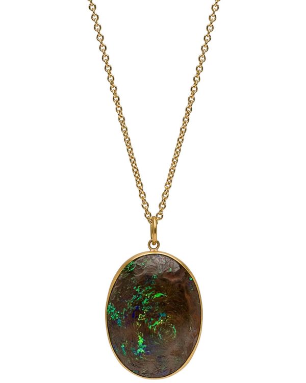 Yellow Gold Yowah Opal Oval Pendant Necklace Online Sale