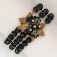 Onyx Bead 3-strand Bracelet with Corsage Clasp Cheap