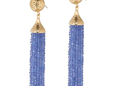 Yellow Gold Tanzanite Tassel Earrings Supply