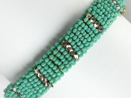 Turquoise Bead Bracelet with Diamantés For Cheap