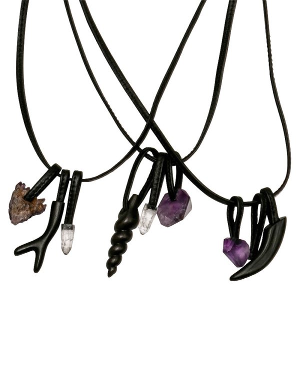 Amethyst and Crystal Leather Pendant Necklace Online now