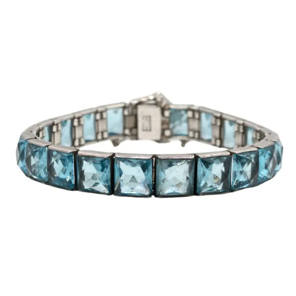 Aquamarine, Diamanté & Sterling Buckle Bracelet Sale