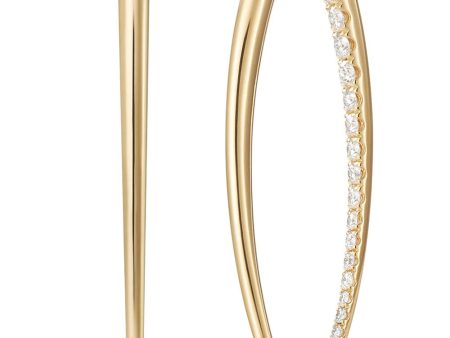 Yellow Gold Partial Diamond XL Cristina Earrings on Sale