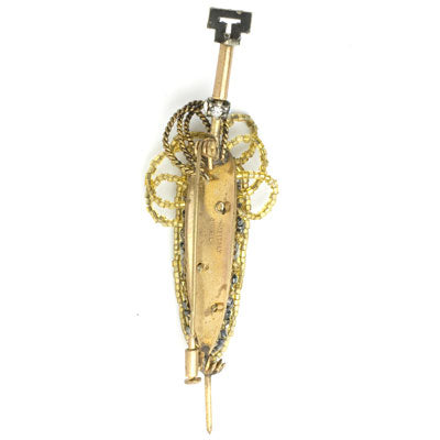 Gold & Black Bead Umbrella Brooch by Ornella Online now