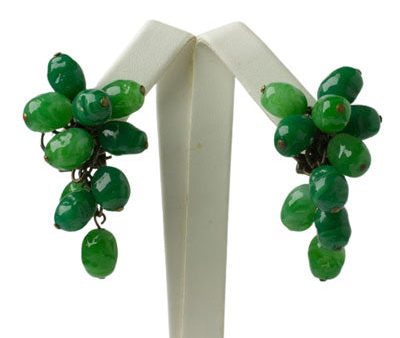 Jade Bead Dangling Earrings by Louis Rousselet Online now