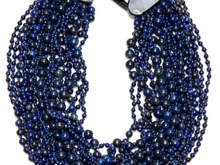 Blue Pearl Beaded Multi Strand Short Necklace For Sale