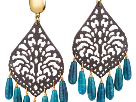 Carved Horn Apatite Fringe Earrings Online