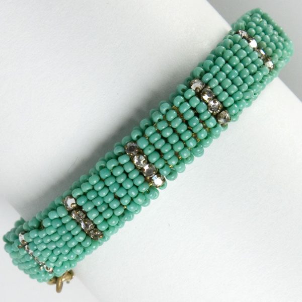 Turquoise Bead Bracelet with Diamantés For Cheap