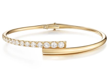 Yellow Gold Partial Diamond Lola Cuff Bracelet For Sale