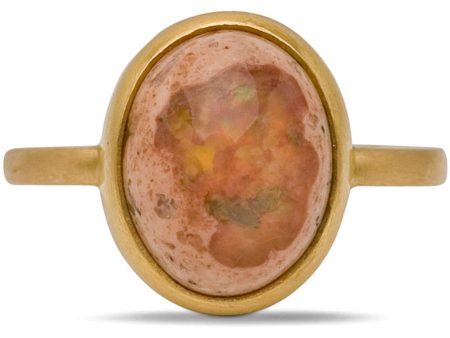 Yellow Gold Mexican Matrix Opal Small Stone Ring For Discount