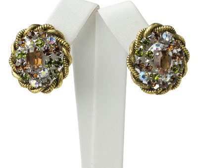 Golden Topaz, Green Tourmaline & Diamanté Christian Dior Earrings Supply