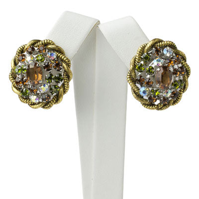 Golden Topaz, Green Tourmaline & Diamanté Christian Dior Earrings Supply