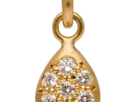 Yellow Gold Pave Diamond Flat Teardrop Pendant Online