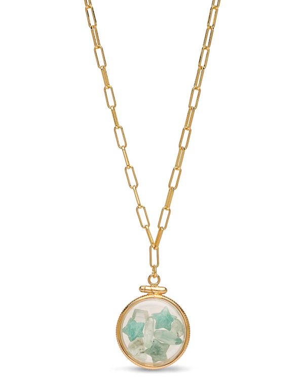 Amazonite and Fluorite Shaker Pendant Necklace Cheap