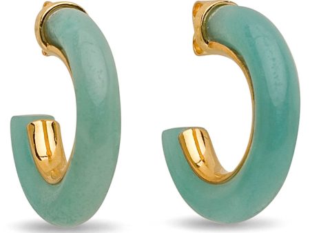 Amazonite Stone Small Hoop Earrings For Cheap