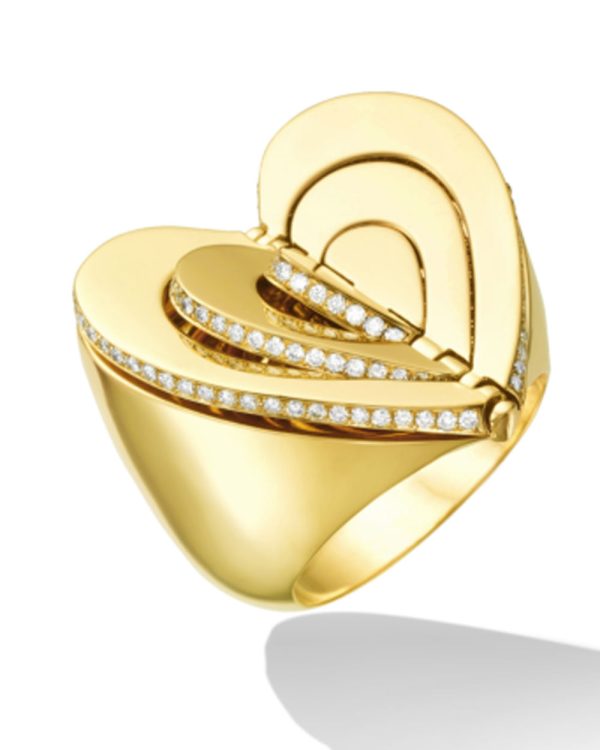 Gold and Diamond Endless Heart Cocktail Ring Online