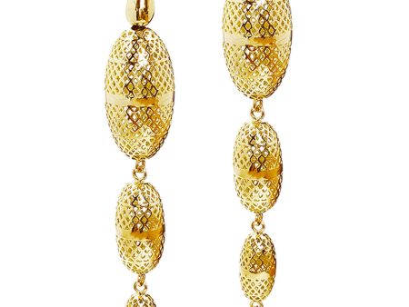 Yellow Gold Crownwork Olive Triple Drop Earrings For Cheap