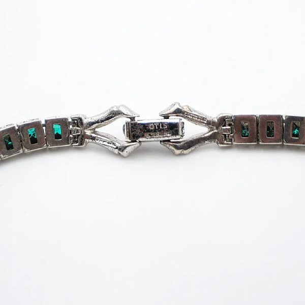 Emerald, Diamanté & Sterling Bracelet with Two Clasps Online